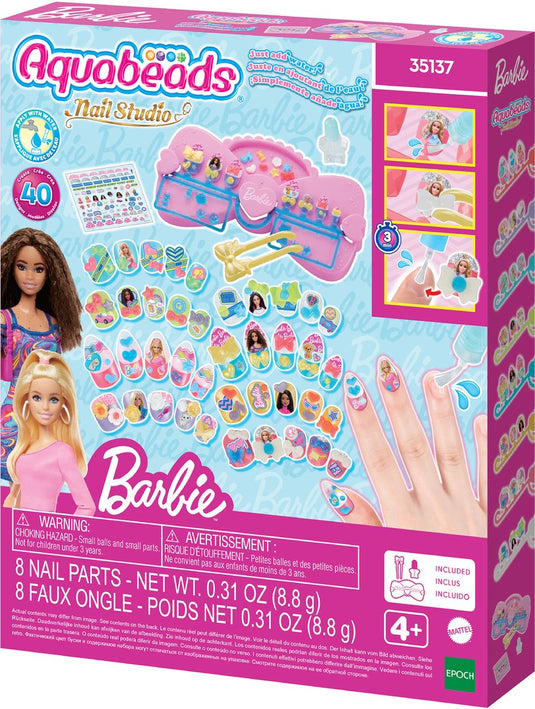 Aquabeads nail studio barbie designer kit- met herbruikbare nagels- zonder nageldroger- veilig voor kinderen- alleen water nodig