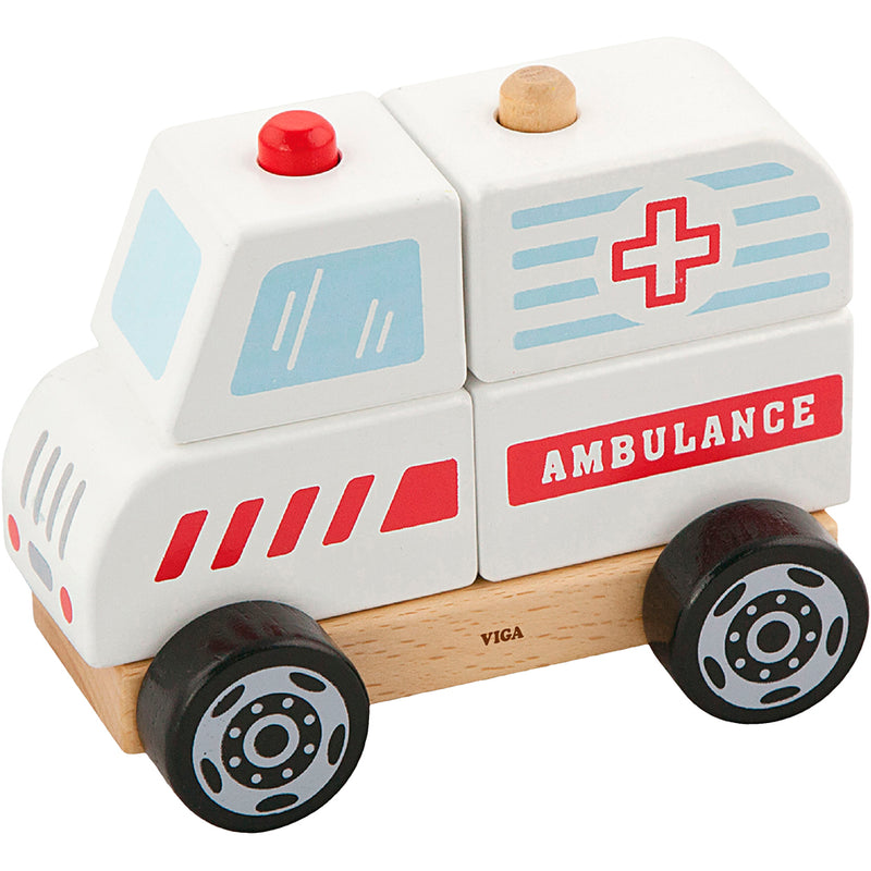 Afbeelding laden in galerijviewer, Https: www.cchobby.nl viga-houten-stapelbare-ambulance-speelgoed-ambulance-afm-13x10x8-cm-1-stuk
