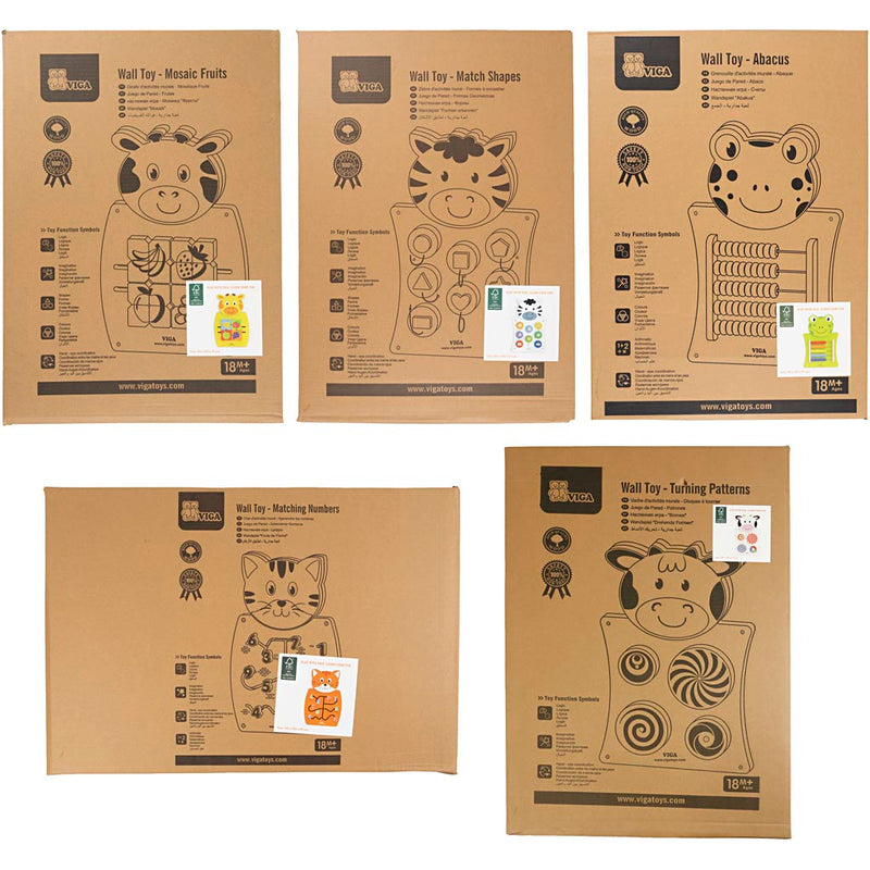Afbeelding laden in galerijviewer, Https: www.cchobby.nl viga-activiteitenboard-koe-katten-kikker-zebra-en-giraf-afm-36x55x3-5-cm-5-onderdelen-1-doos
