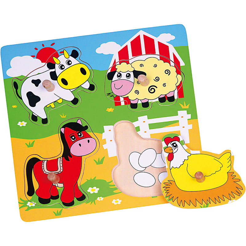 Afbeelding laden in galerijviewer, Https: www.cchobby.nl viga-houten-knoppuzzels-boerderijdieren-afm-22x22-cm-4-delen-1-stuk
