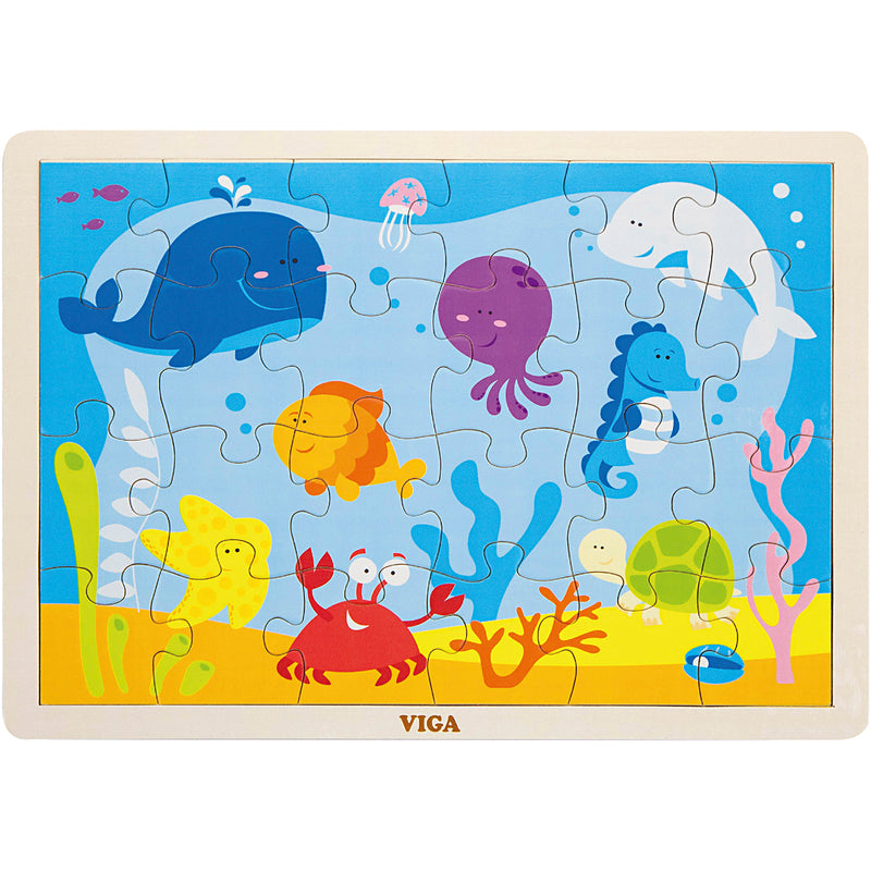 Afbeelding laden in galerijviewer, Https: www.cchobby.nl viga-houten-legpuzzels-zeedieren-afm-30x22-5-cm-24-delen-1-stuk
