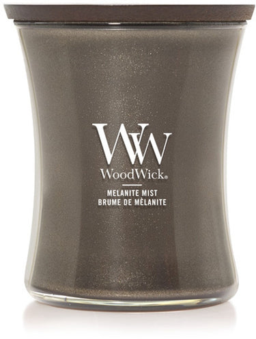 Woodwick - precious metals - melanite mist - medium geurkaars - antraciet