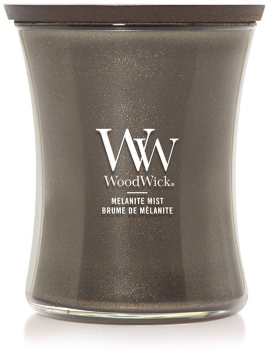 Woodwick - precious metals - melanite mist - medium geurkaars - antraciet