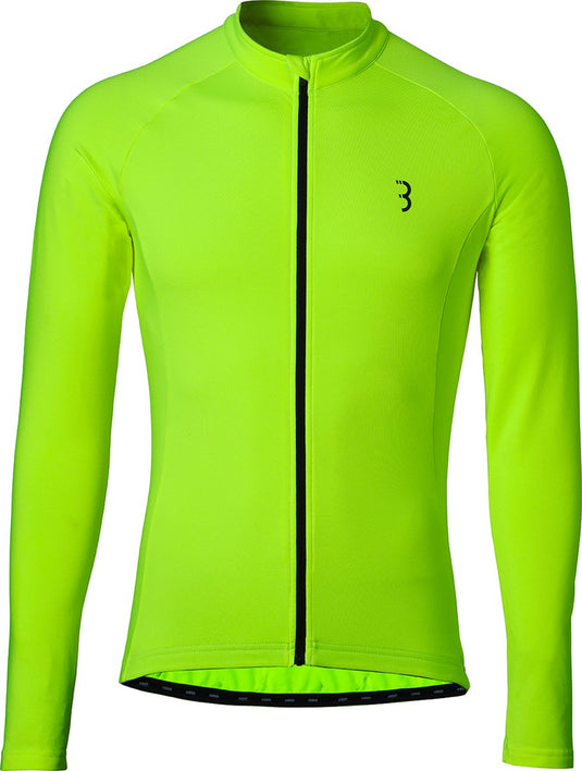 Bbb cycling transition lange mouwen fietsshirt heren en dames - 10-15 °c - mtb en wielrenshirt met 3 achterzakken - neon geel