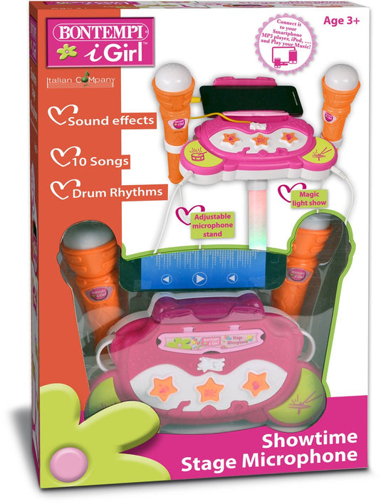 Bontempi spa podium microfoon - speelgoedmicrofoon - roze