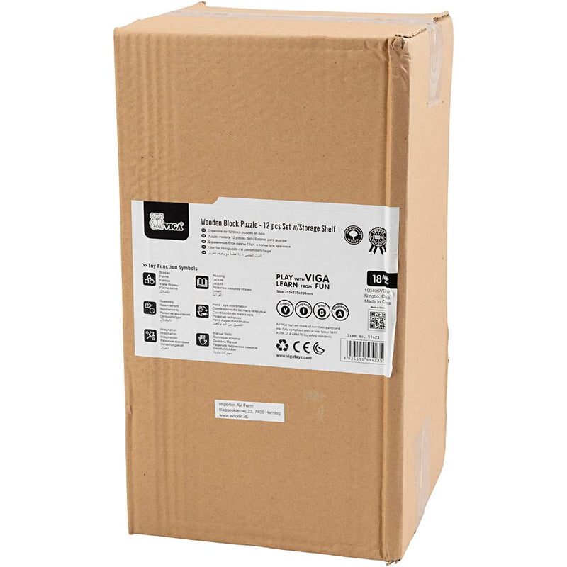 Afbeelding laden in galerijviewer, Https: www.cchobby.nl viga-puzzelrek-met-12-legpuzzels-h-17-5-cm-l-31-5-b-16-cm-2-delen-12-onderdelen-1-set
