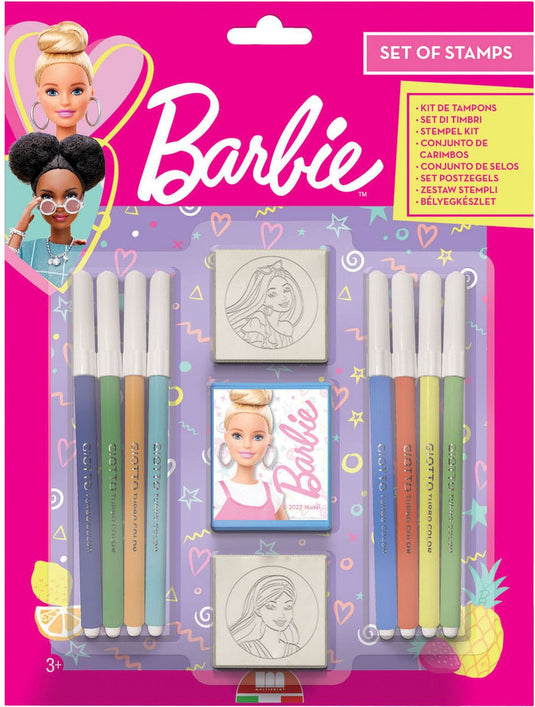 Multiprint barbie stempelset creatief speelgoed 11-delig kleurplezier.