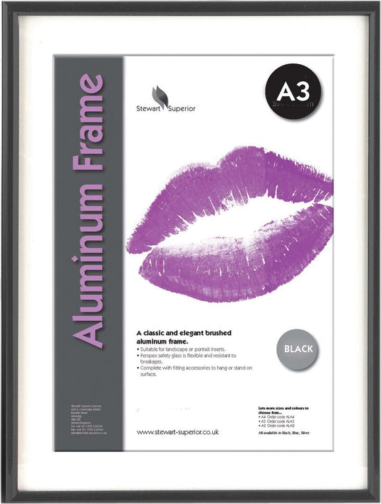 Seco fotolijst a3 - 29.7 x 42cm - zwart geborsteld aluminium - 11mm frame - se-ala3-bk