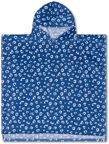Swim essentials - poncho - 65 x 65 cm - kind - luipaardprint - 100% katoen - blauw