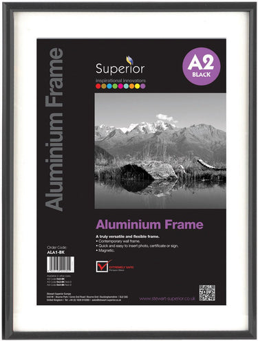 Seco fotolijst - a2 - 42 x 59.4cm - zwart geborsteld aluminium - 11mm frame - se-ala2-bk