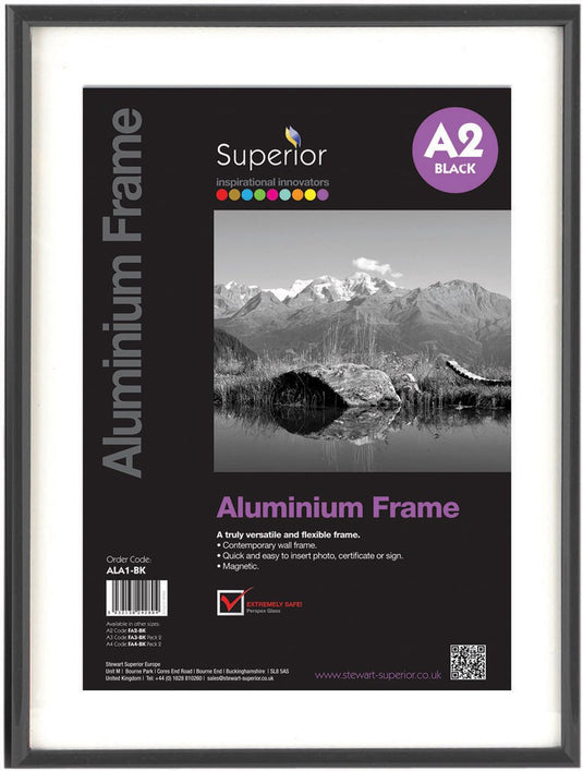 Seco fotolijst - a2 - 42 x 59.4cm - zwart geborsteld aluminium - 11mm frame - se-ala2-bk