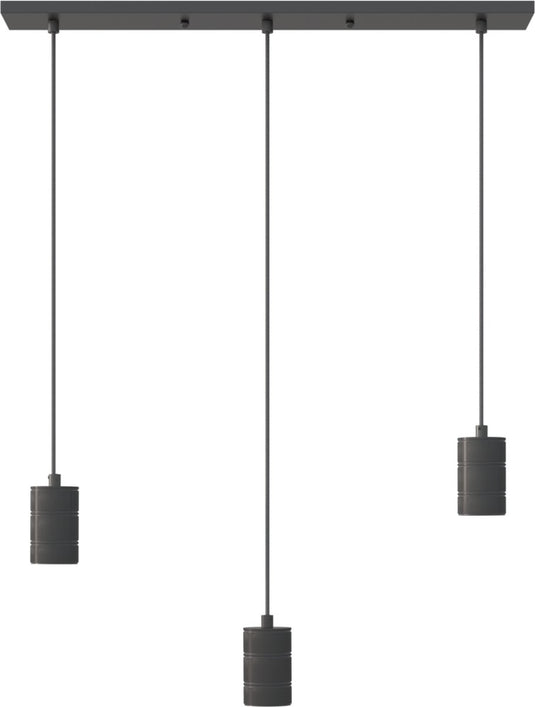 Calex retro plafondlamp - 3x e27 - hanglamp industrieel - 10 x 70 cm pendellamp - zwart