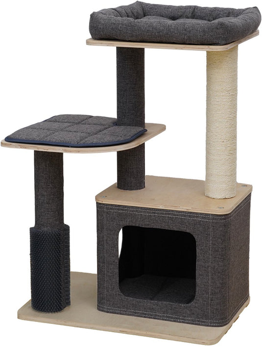 Ebi krabpaal tapei linen fabric grijs 58 x 38 x 84 cm - kat