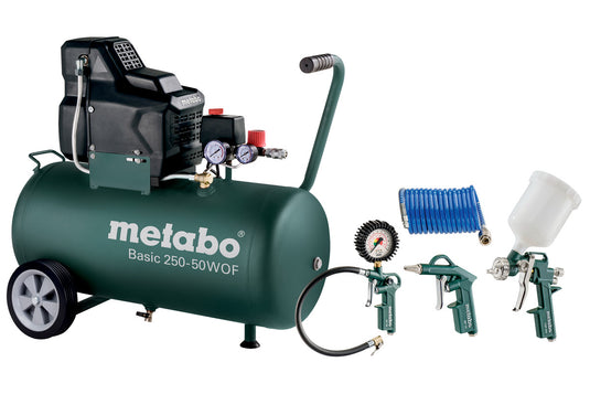 Metabo basic 250-50 w of olieloze compressor + lpz-4 toebehorenset 690988000