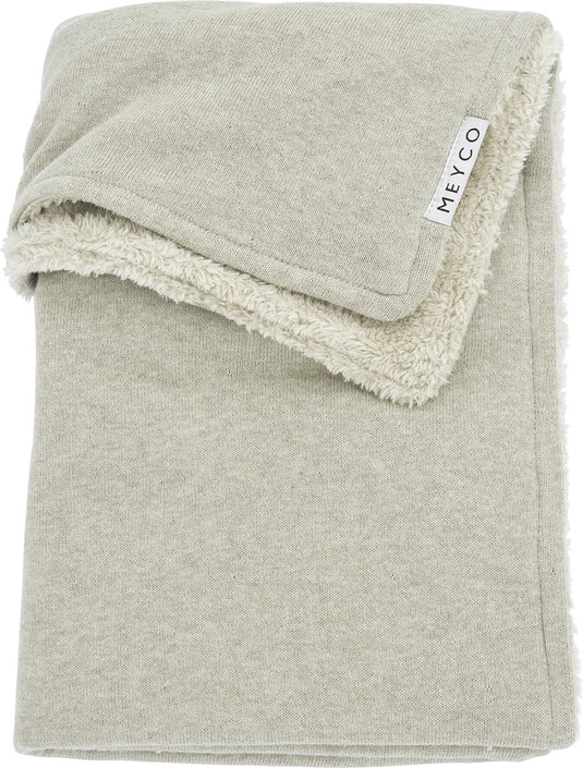 Meyco baby knit basic teddy wiegdeken - sand melange - 75x100cm - 2.0 tog