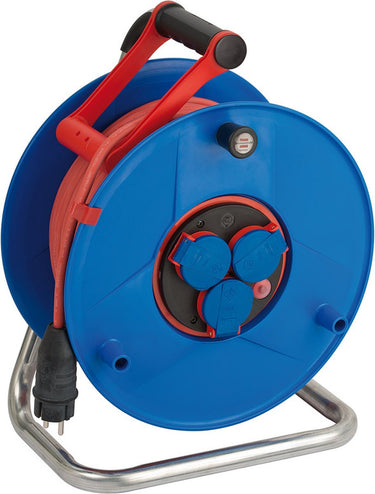 Brennenstuhl garant bretec ip44 kabelhaspel, voor bedrijfsmatig gebruik, 50 m kabel in rood, speciaal kunststof, gebruik voor bouwplaatsen en continu gebruik buiten, made in germany