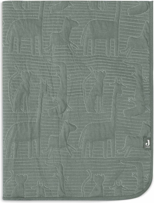 Jollein - deken ledikant 100x150cm - dekentje baby - jungle jambo ash green laurel