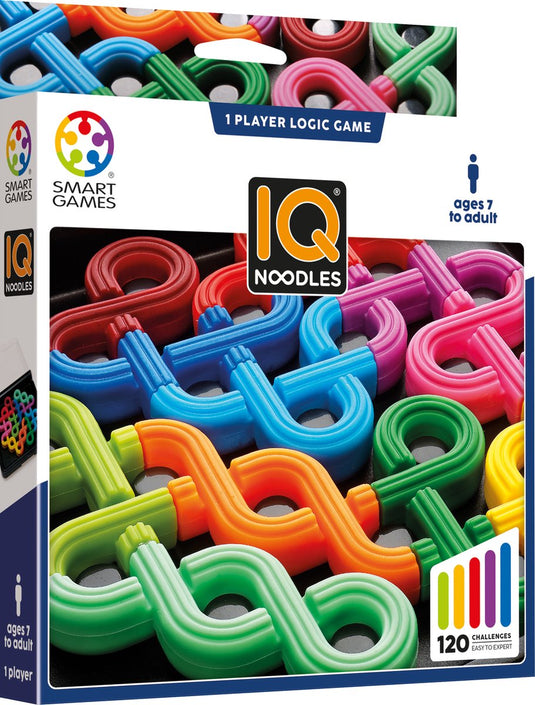 Smartgames iq noodles - logisch denkspel reispuzzel - 120 opdrachten met soft-touch knopen - educatief solospel - vanaf 6 jaar