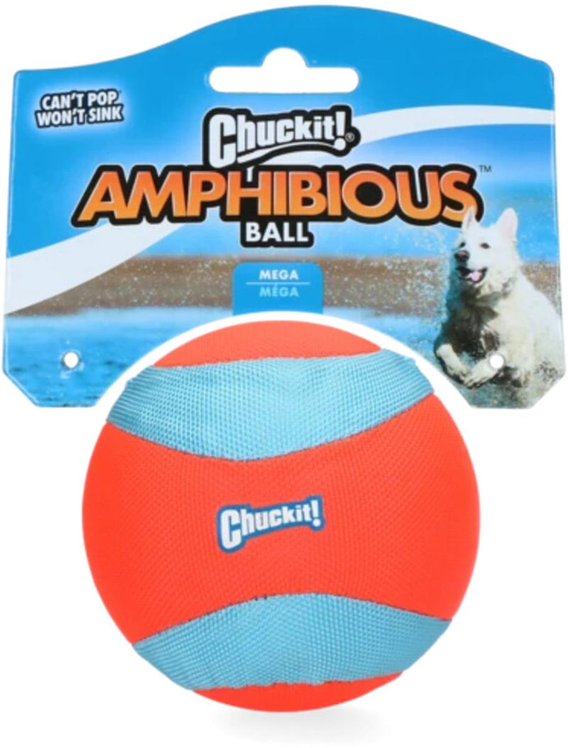 Load image into Gallery viewer, Chuckit! mega amphibious ball - hondenspeeltje - hondenbal - chuckit bal - drijvend - voor in het water - oranje blauw - ø 11,5 cm
