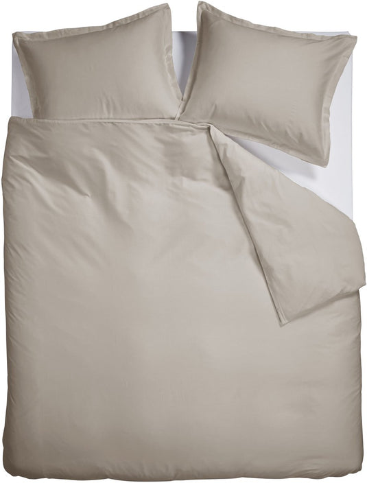 Ambiante satin uni dekbedovertrek - lits-jumeaux xl - 260 x 200 220 cm - zand