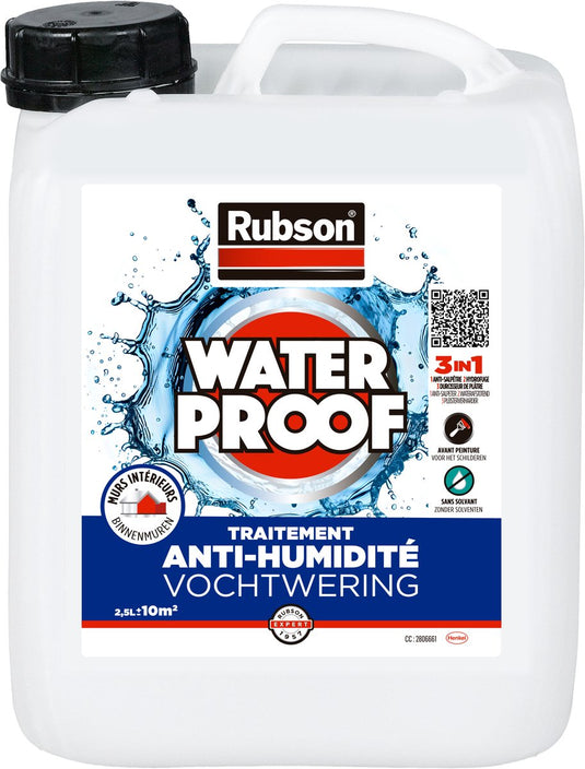 Rubson vochtwering - binnenmuren 2.5l jug | waterdichtende behandelingswanden | natte binnenkant | kleurloos