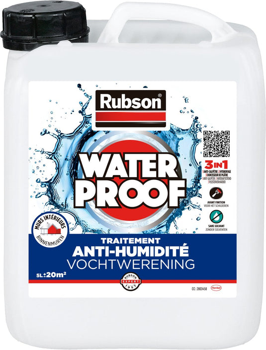 Rubson vochtige binnenmuren coating 5 l jug | vochtige binnenmuren coating | waterdichte coating | vochtbestreiding transparant
