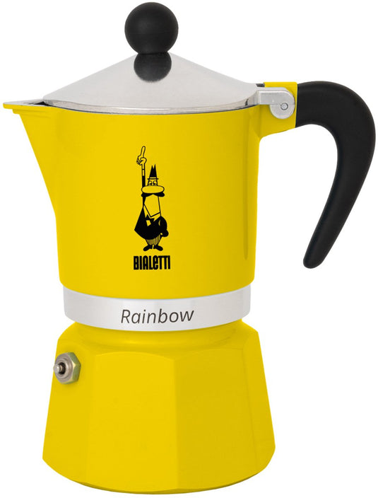Bialetti rainbow geel percolator – 6 kops – 300 ml – authentieke italiaanse espresso maker