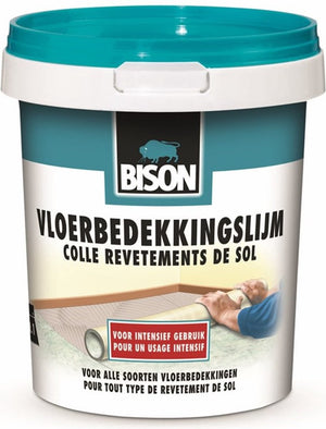 Bison vloerbedekkingslijm emmer 4 kg, kant klare lijm, permanent verlijmen, vloerbedekking, tapijttegels, vloerverwarming geschikt, makkelijk in gebruik