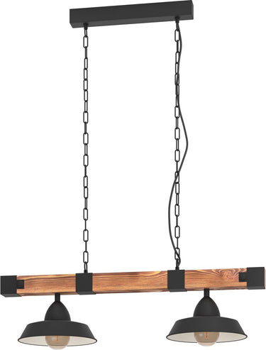 Eglo oldbury hanglamp - e27 - 86 cm - zwart bruin landelijk - fsc hout