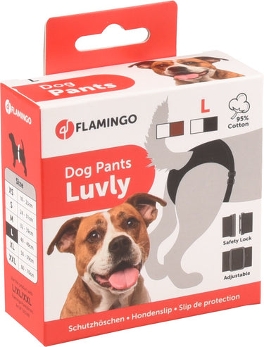 Flamingo loopheidsbroekje hond – luvly slip vrouwelijk zwart l – voor loopsheid – verstelbare taille inclusief inlegkruisje hond