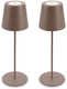 B.k.licht briloner kiki - set van 2 tafellampen oplaadbaar - dimbaar - voor binnen en buiten - in hoogte verstelbaar - warm wit licht - bruin
