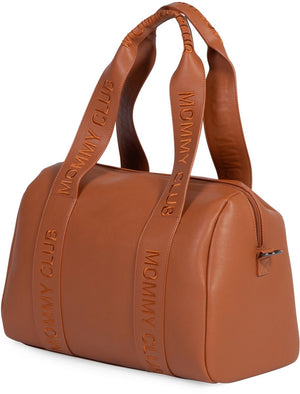 Childhome mommy club luiertas van vegan leer - compacte verzorgingstas van 22 liter - 3 elastische vakken en geïsoleerd zakje - inclusief verschoningsmatje en wandelwagenhaken - signature design - 38 x 21 x 27 cm - bruin