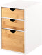 Kesper ladeblokje bureau organizer 3x lades - bamboe hout - l17 x b21 x h27 cm - lichtbruin wit