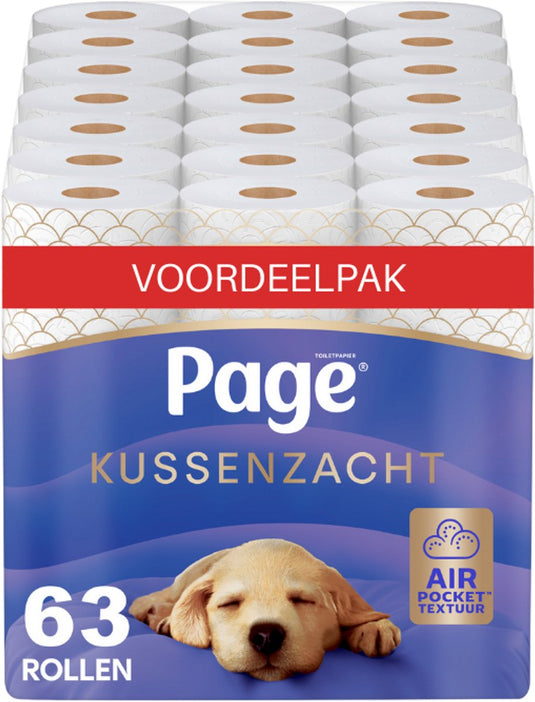 Page ® toiletpapier - kussenzacht wc papier - 63 rollen - ultiem comfort - voordeelverpakking