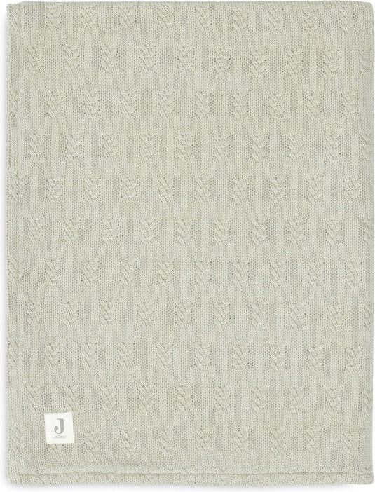 Jollein - deken ledikant 100x150cm - dekentje baby - grain knit - olive green velour