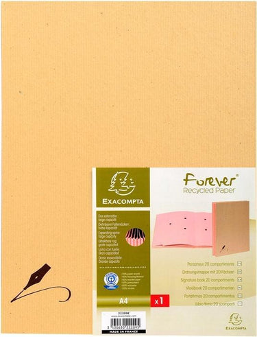 Exacompta vloeiboek 22209e karton 24x32cm bruin harmonicarug 20 vakken 2-gaats