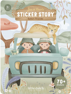 Little dutch stickerboekje safari - 70+ stickers met speelachtergrond - creatief speelgoed vanaf 3 jaar