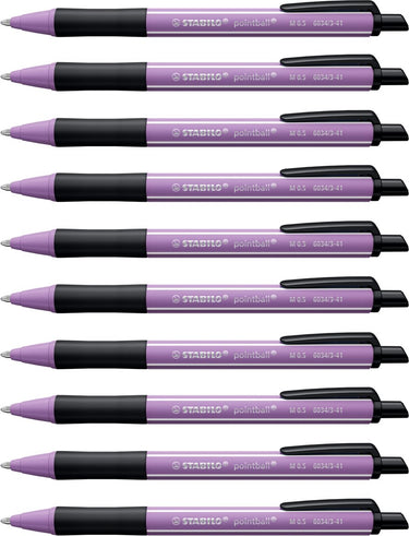 Stabilo pointball - balpen - naturecolors wildflower - navulbaar - grijs violet - doos 10 stuks