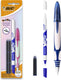 Bic easy clic ergonomische vulpen - roze of blauw- rechts- of linkshandig - 1 vulpen met inktwisser en 6 inktpatronen