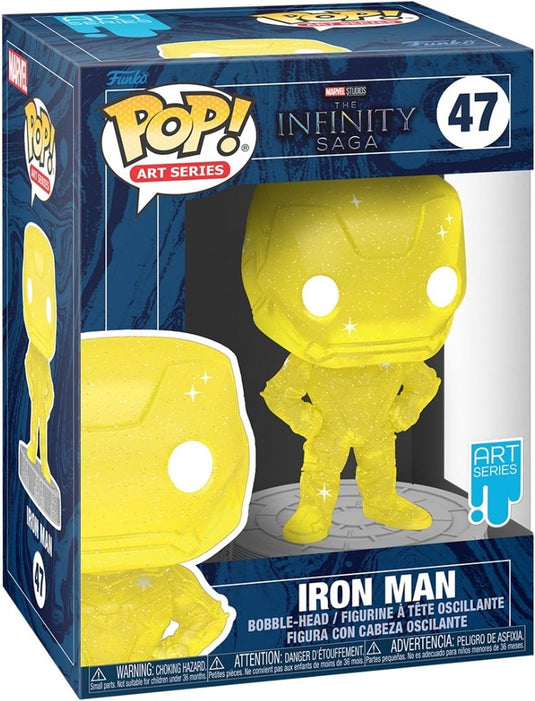 Marvel funko the avengers verzamelfiguur pop! art series iron man yellow 9 cm geel