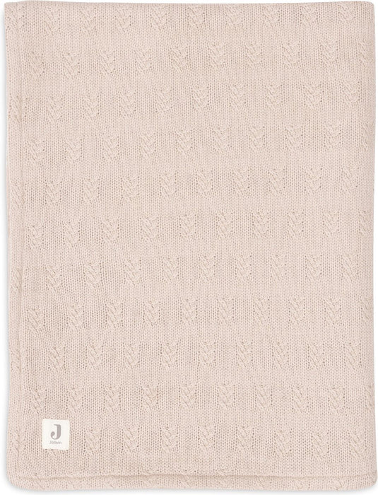 Jollein - deken ledikant 100x150cm - dekentje baby - grain knit - wild rose velour