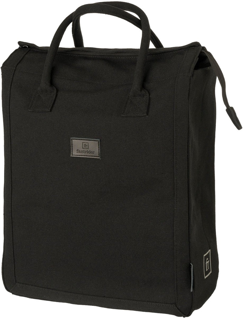 Load image into Gallery viewer, Fastrider classic - enkele fietstas - boodschappentas - 20l - waterafstotend waxed canvas - click en go systeem - reflecterend - zwart
