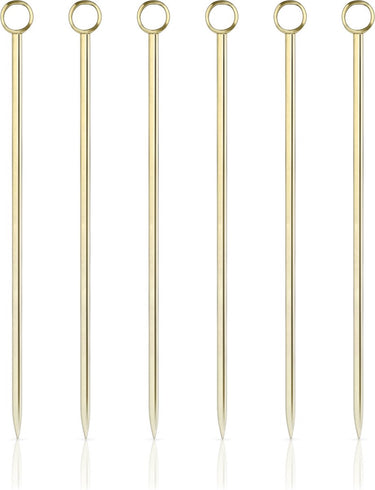 Viski cocktailprikkers - roestvrijstaal - goudkleur - 6 stuks