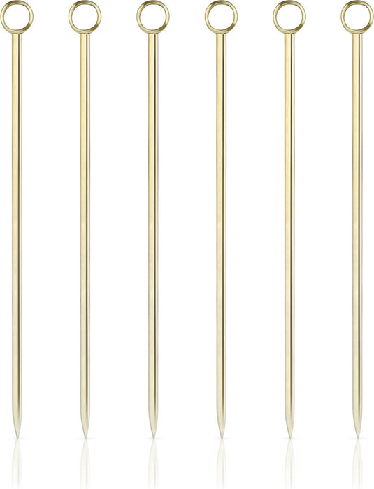 Viski cocktailprikkers - roestvrijstaal - goudkleur - 6 stuks