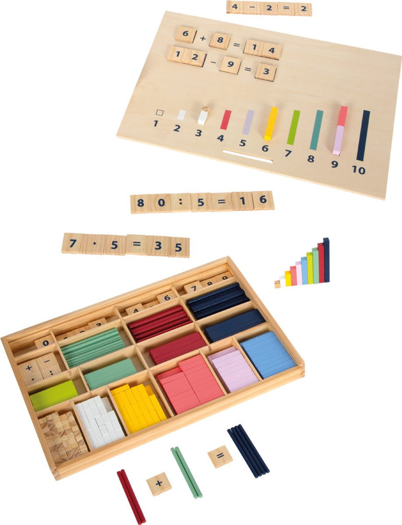 Load image into Gallery viewer, Small foot - houten leerbox met rekenstaven en rekenblokjes set
