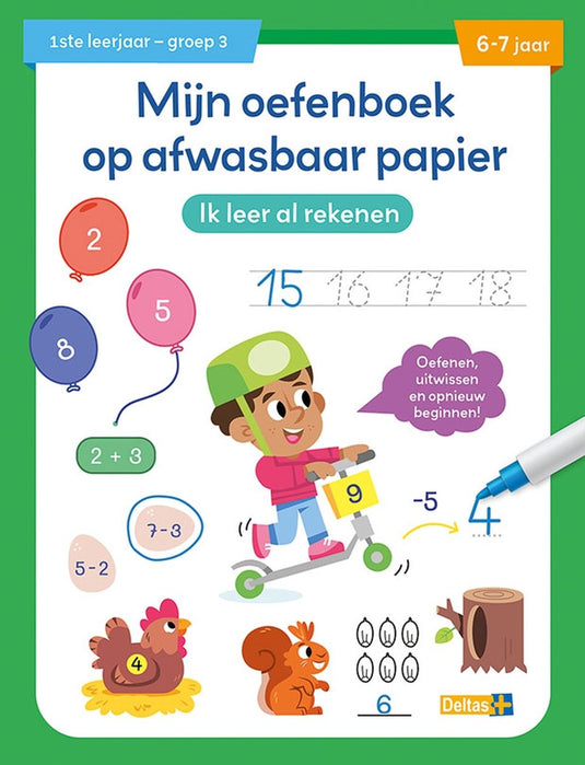 Deltas mijn oefenboek op afwasbaar papier ik leer al rekenen 6-7 jaar