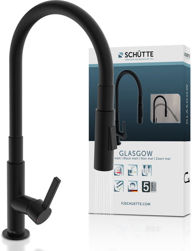 Schütte glasgow keukenkraan - mat zwart - met soft-touch slang