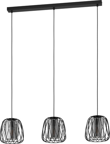 Eglo floresta hanglamp - e27 - 89 cm - smoke glas - zwart