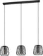Eglo floresta hanglamp - e27 - 89 cm - smoke glas - zwart