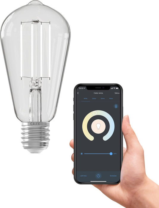 Calex slimme lamp - wifi led filament verlichting - e27 - rustiek smart lichtbron helder - dimbaar - warm wit licht - 7w